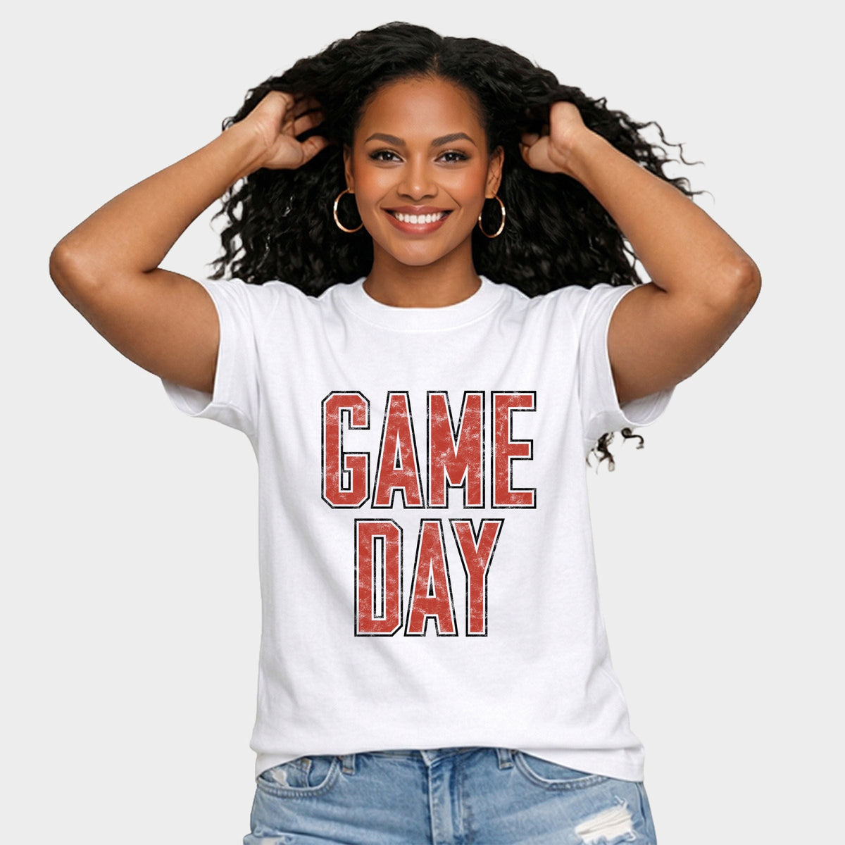 Game Day Outlined Distressed - Women's Relaxed Boxy Tee