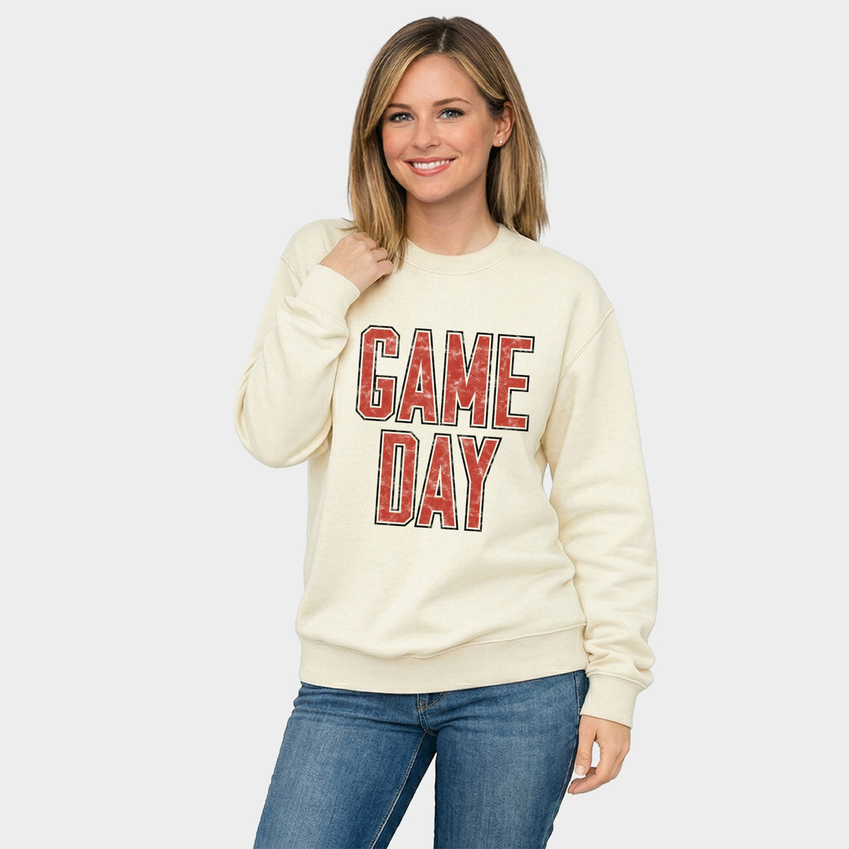 Game Day Outlined Distressed - Women's Graphic Sweatshirt