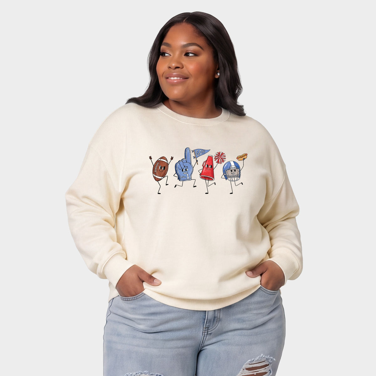 Football Stick Figures - Women's Plus Sized Graphic Sweatshirt