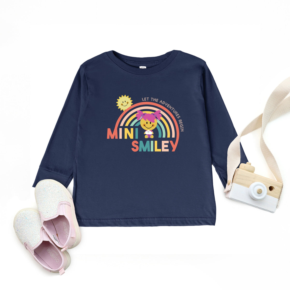 Mini Smiley Let The Adventures Begin Aria - Toddler Long Sleeve Graphic Tee