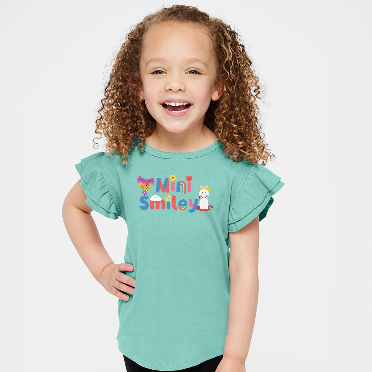 Mini Smiley Icons Unicorn - Flutter Sleeve Graphic T-Shirt