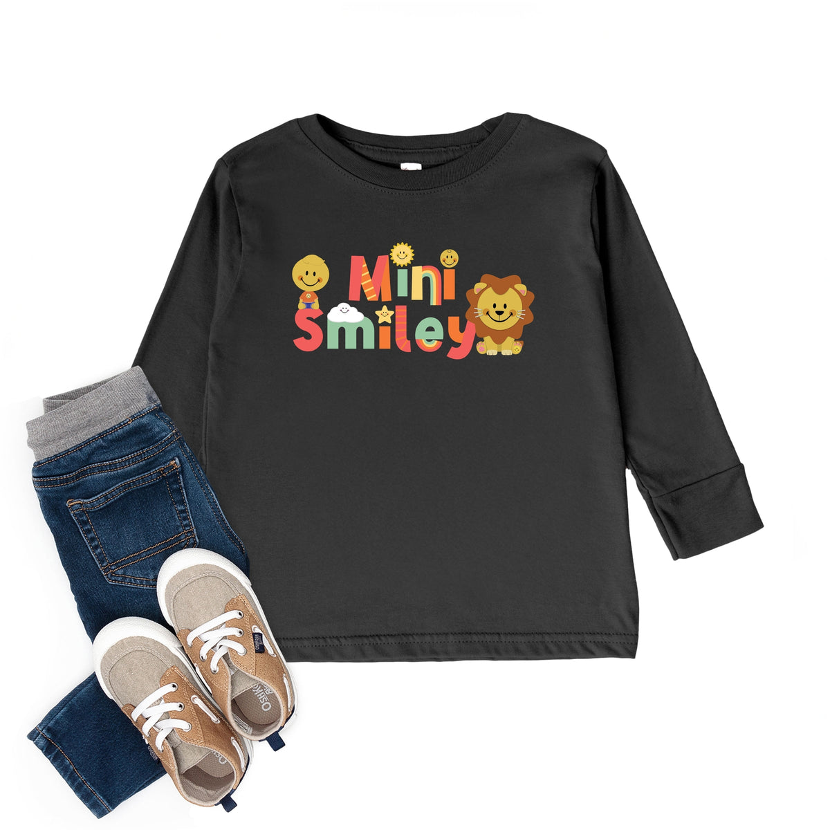 Mini Smiley Icons Lion - Toddler Long Sleeve Graphic Tee