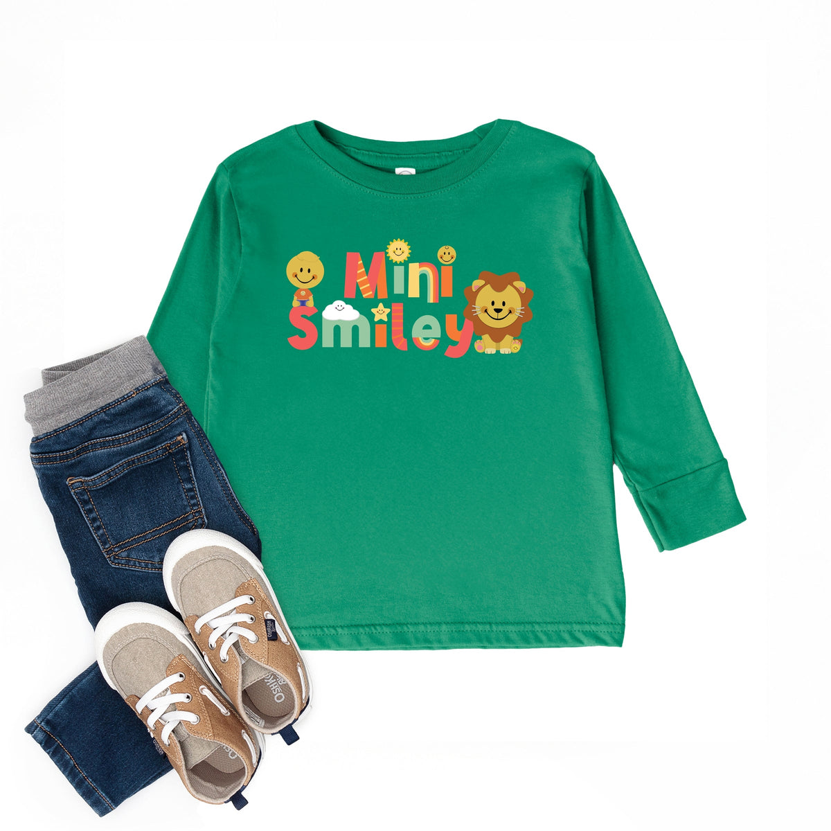 Mini Smiley Icons Lion - Toddler Long Sleeve Graphic Tee