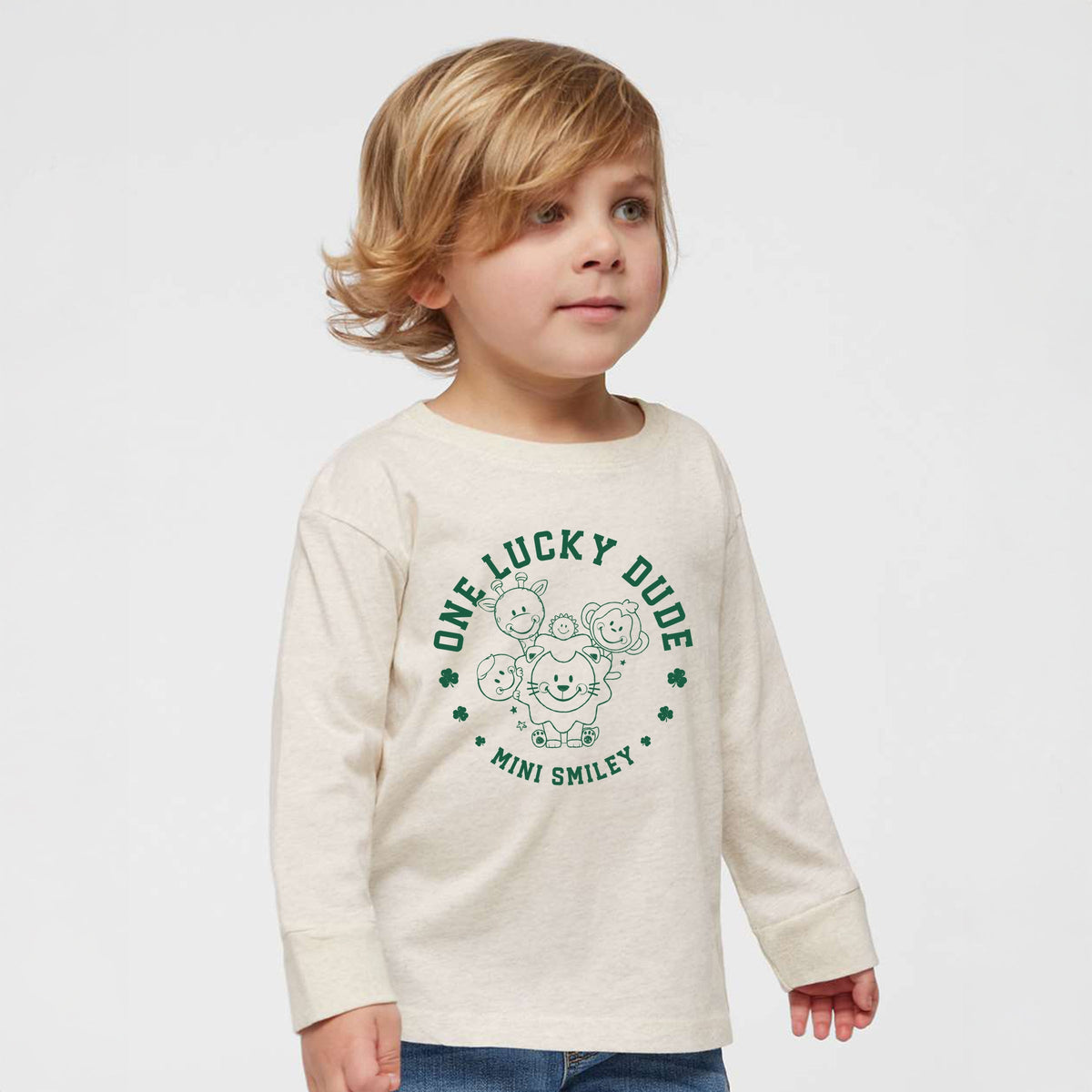 Mini Smiley One Lucky Dude - Toddler Long Sleeve Graphic Tee