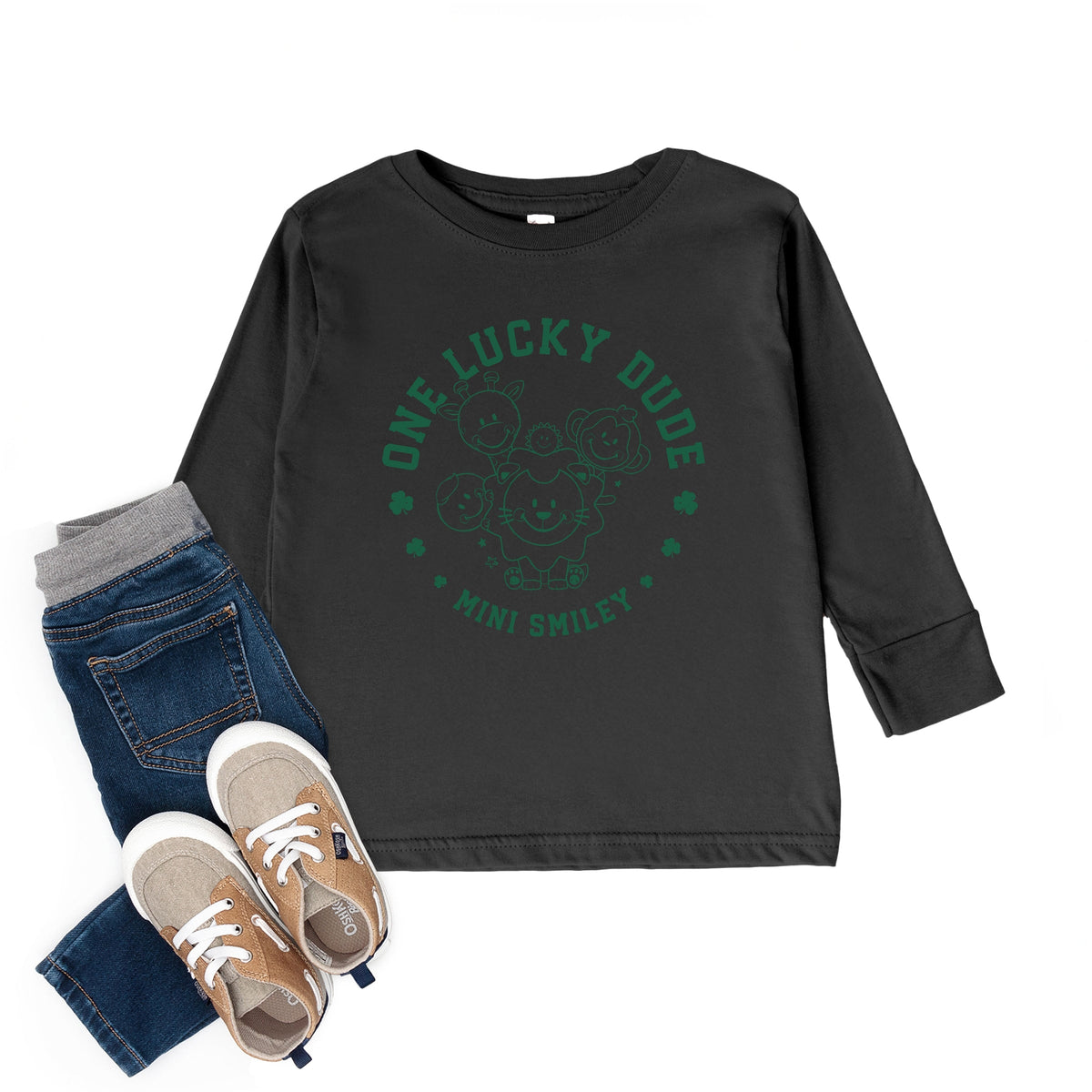 Mini Smiley One Lucky Dude - Toddler Long Sleeve Graphic Tee