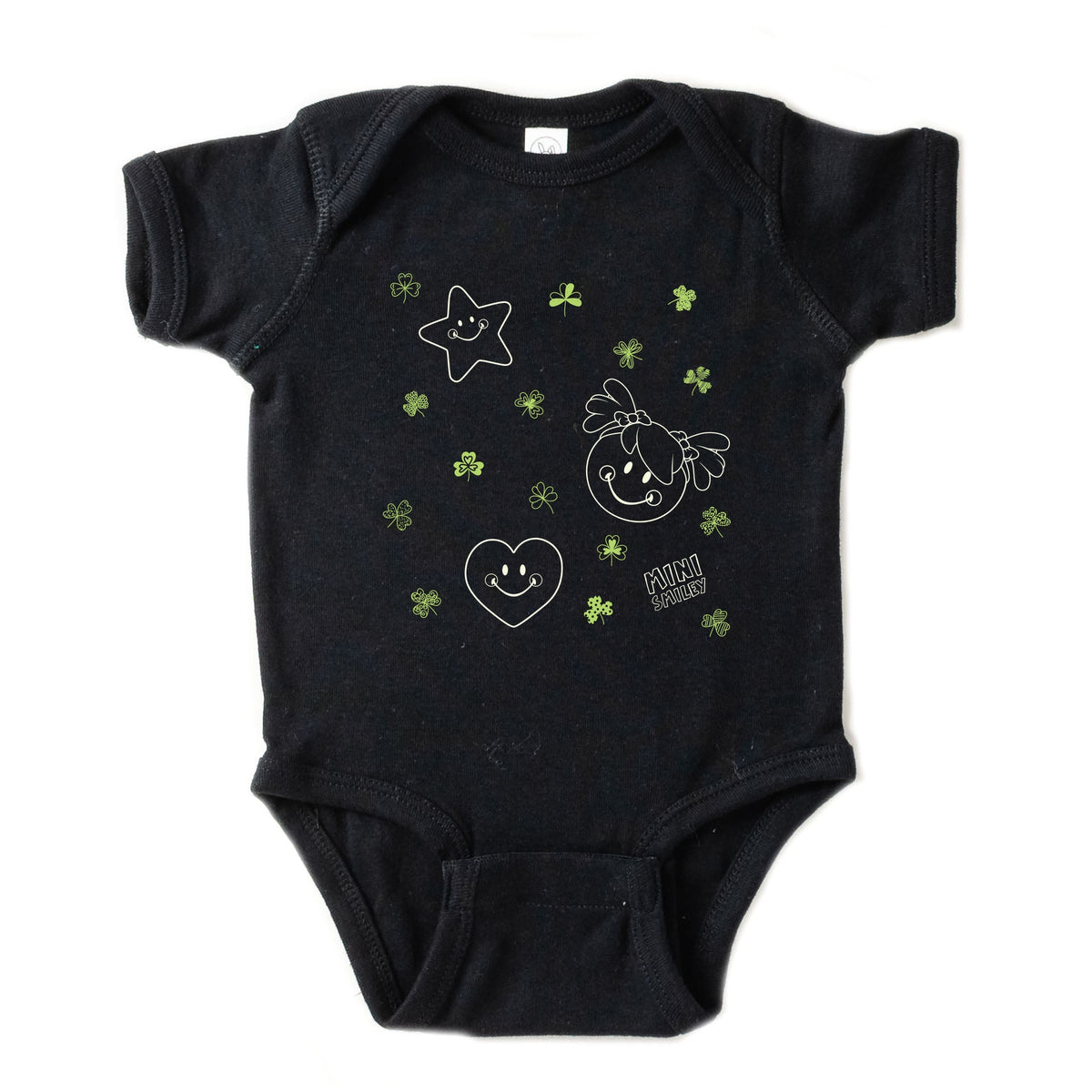 Mini Smiley Aria Clovers - Baby Short Sleeve Graphic Bodysuit