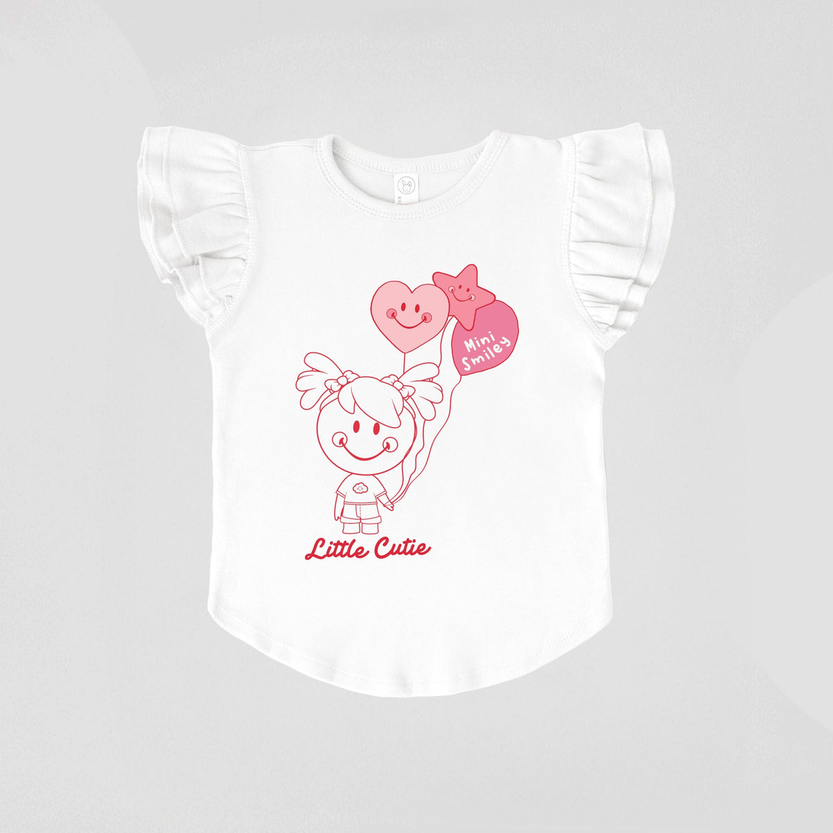 Mini Smiley Aria Balloons - Flutter Sleeve Graphic T-Shirt
