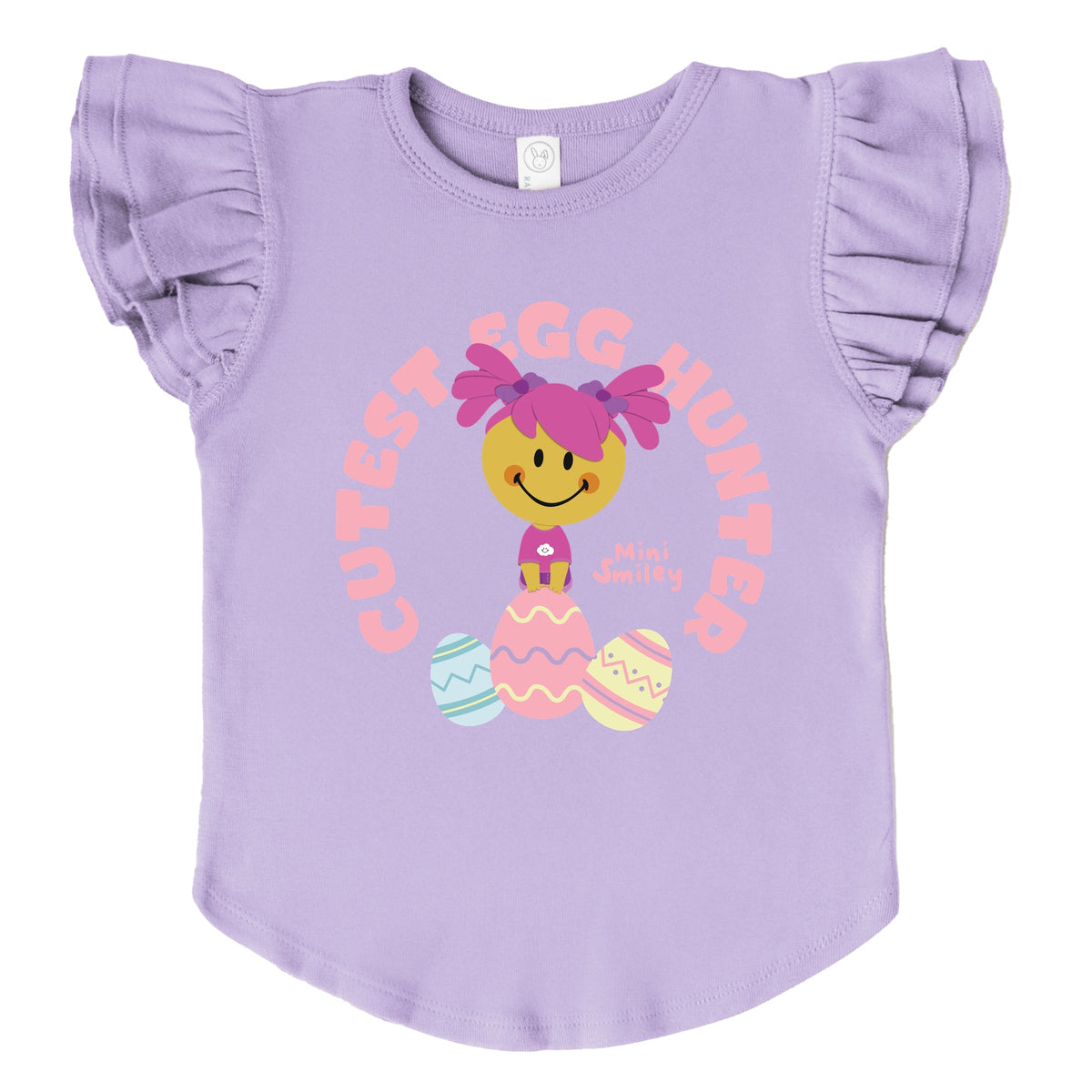Mini Smiley Cutest Egg Hunter - Flutter Sleeve Graphic T-Shirt