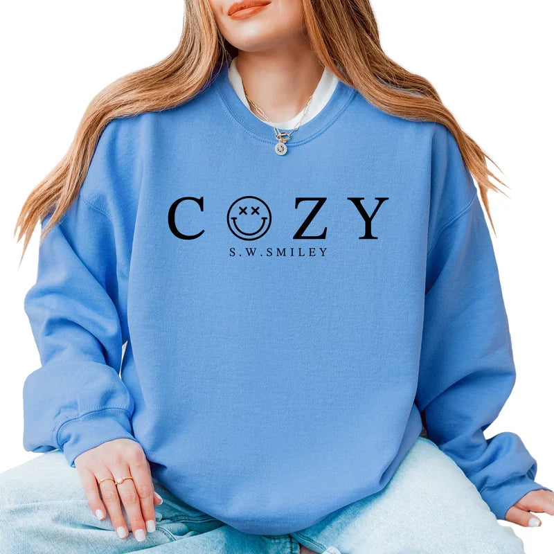 S.W.Smiley Cozy Outline - Women's Graphic Sweatshirt