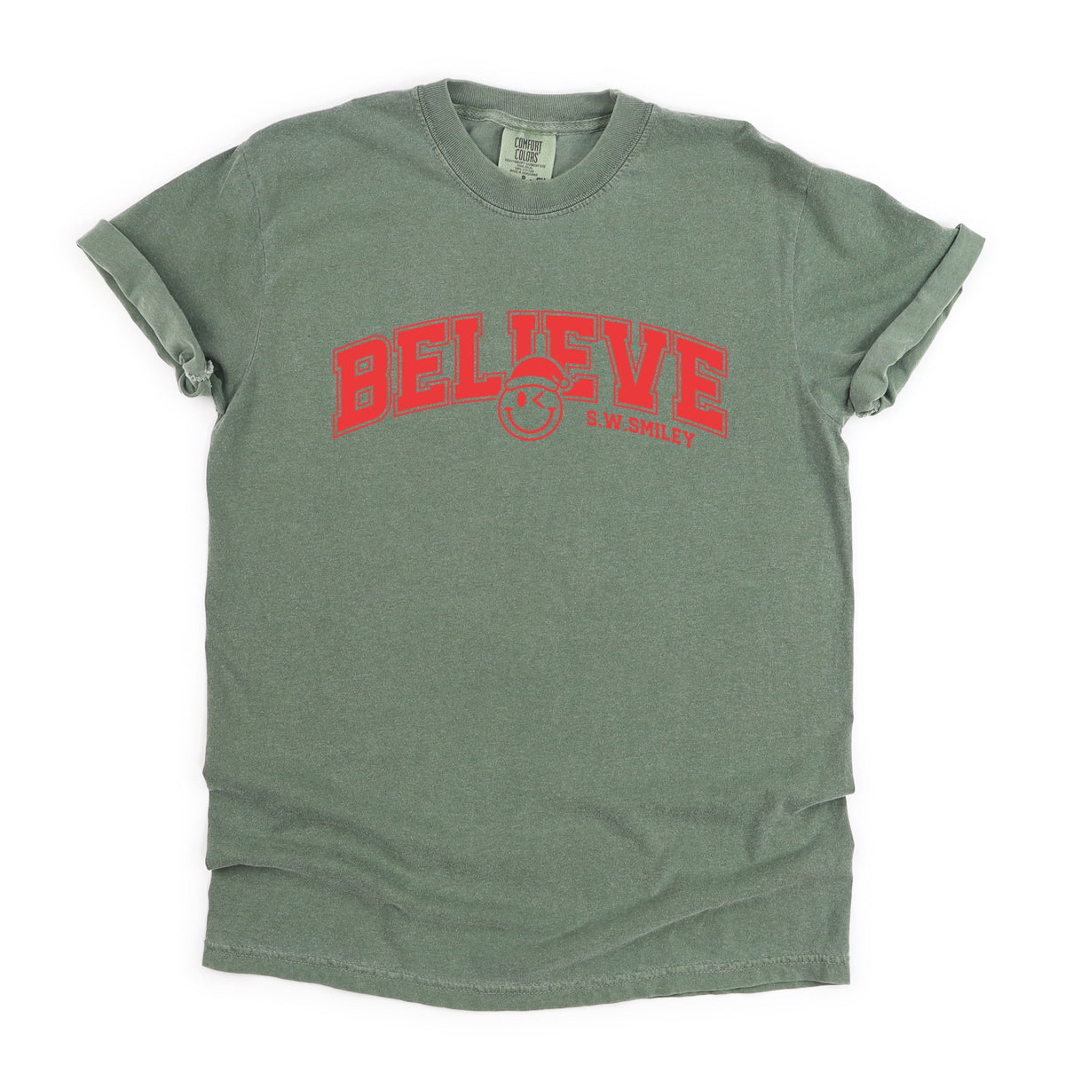 S.W.Smiley Varsity Believe - Womens Garment Dyed Tee