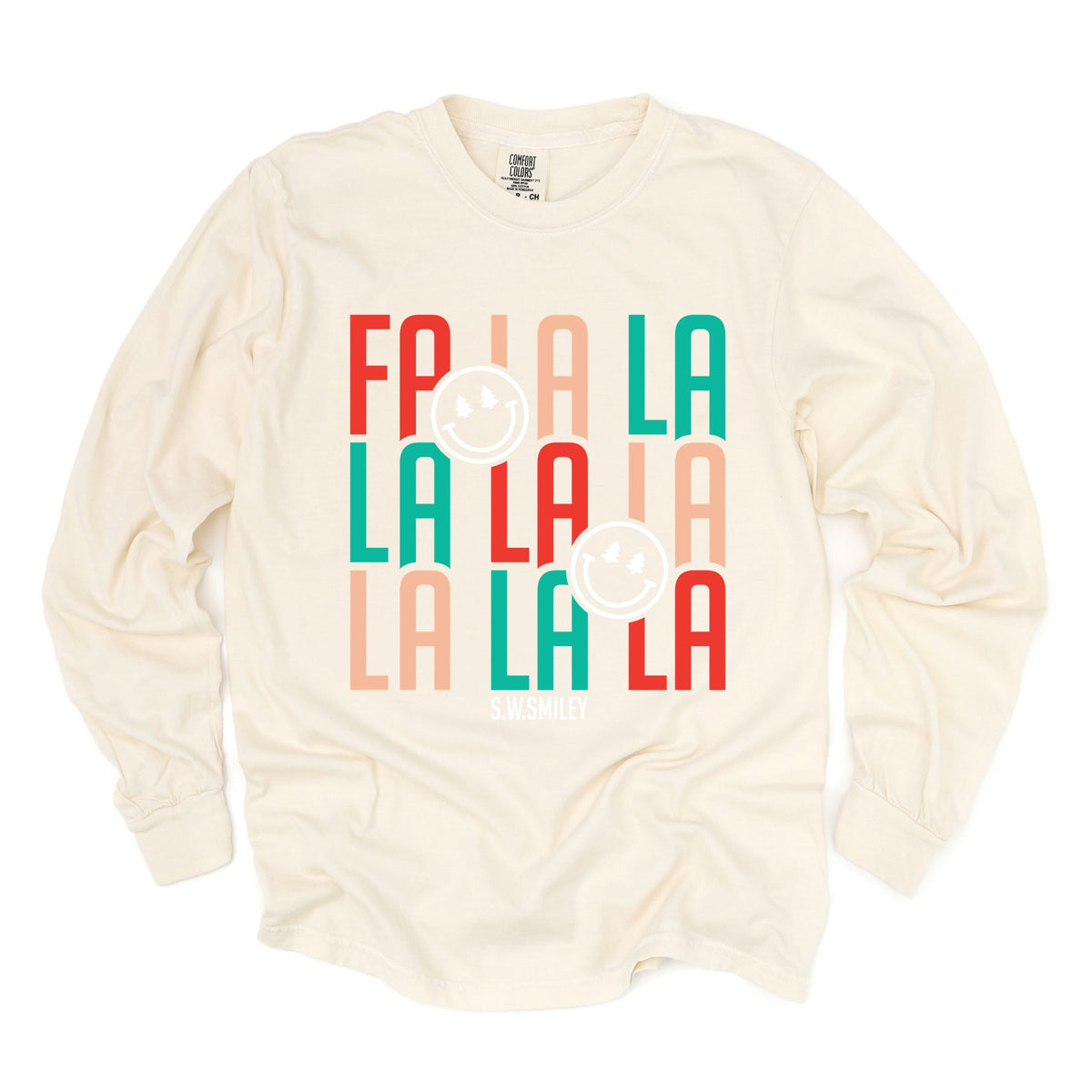 S.W.Smiley Fa La La - Womens Garment Dyed Long Sleeve