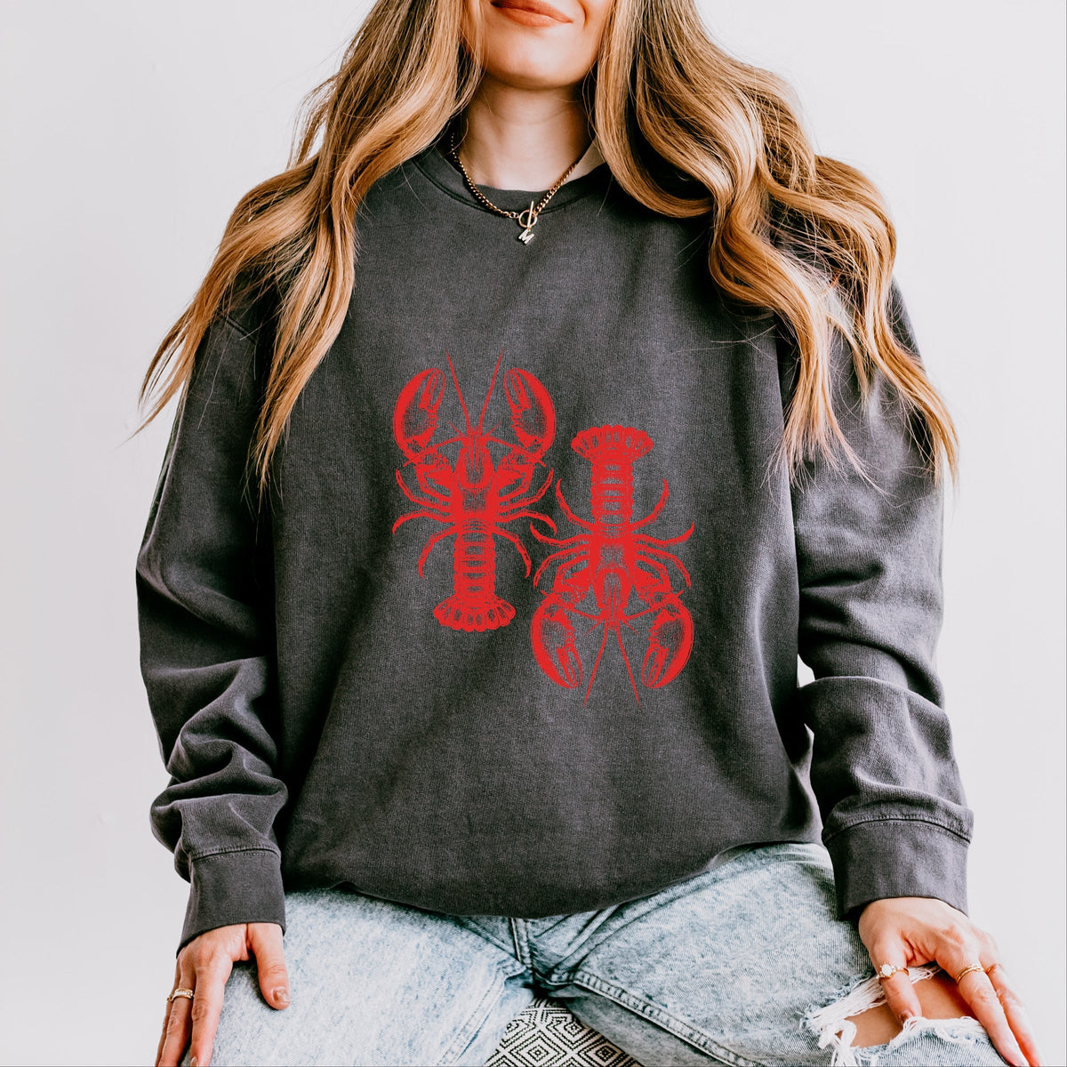 Two Lobsters - Women's Lightweight Garment Dyed Sweatshirt