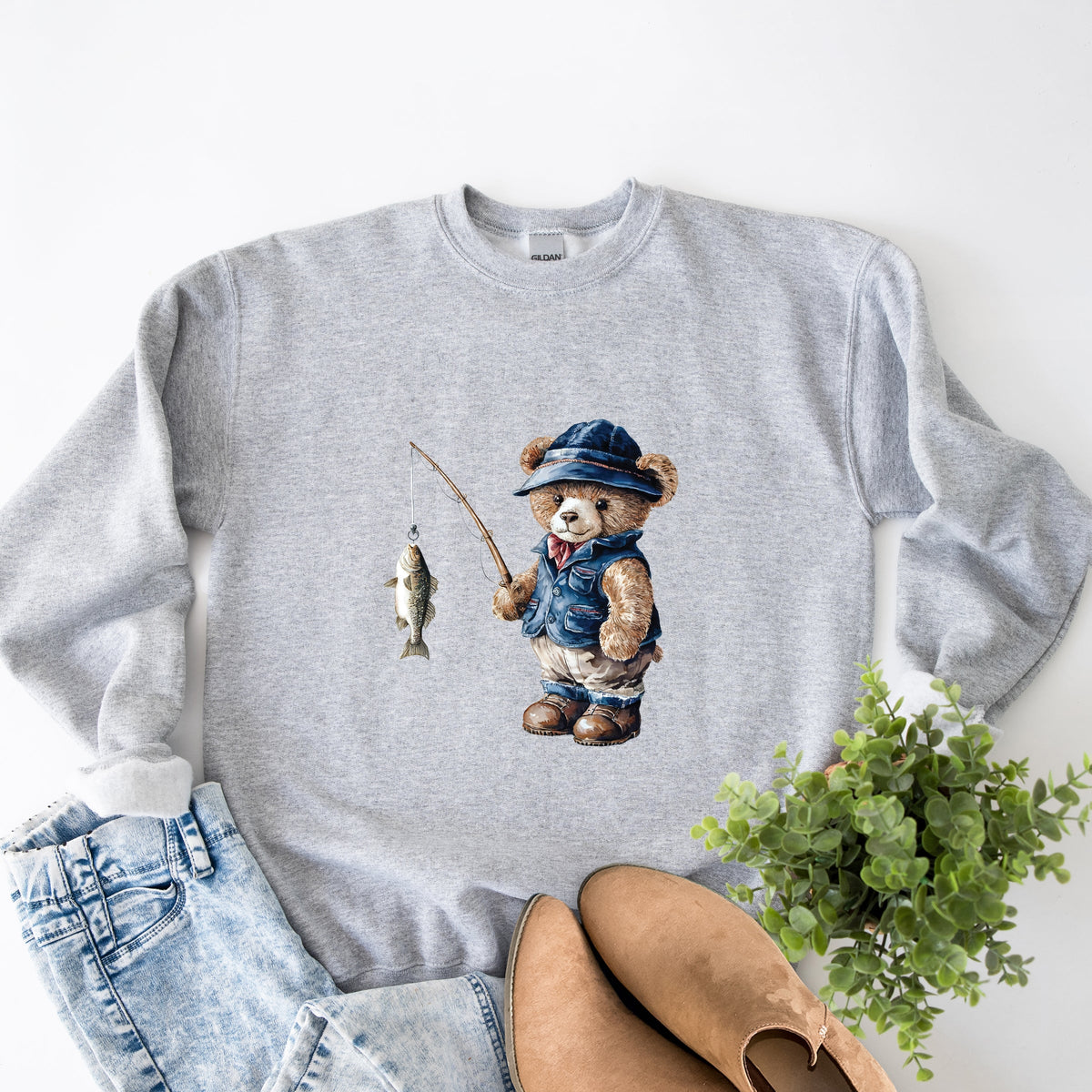 Teddy Bear Fisherman - Women's Sweatshirt