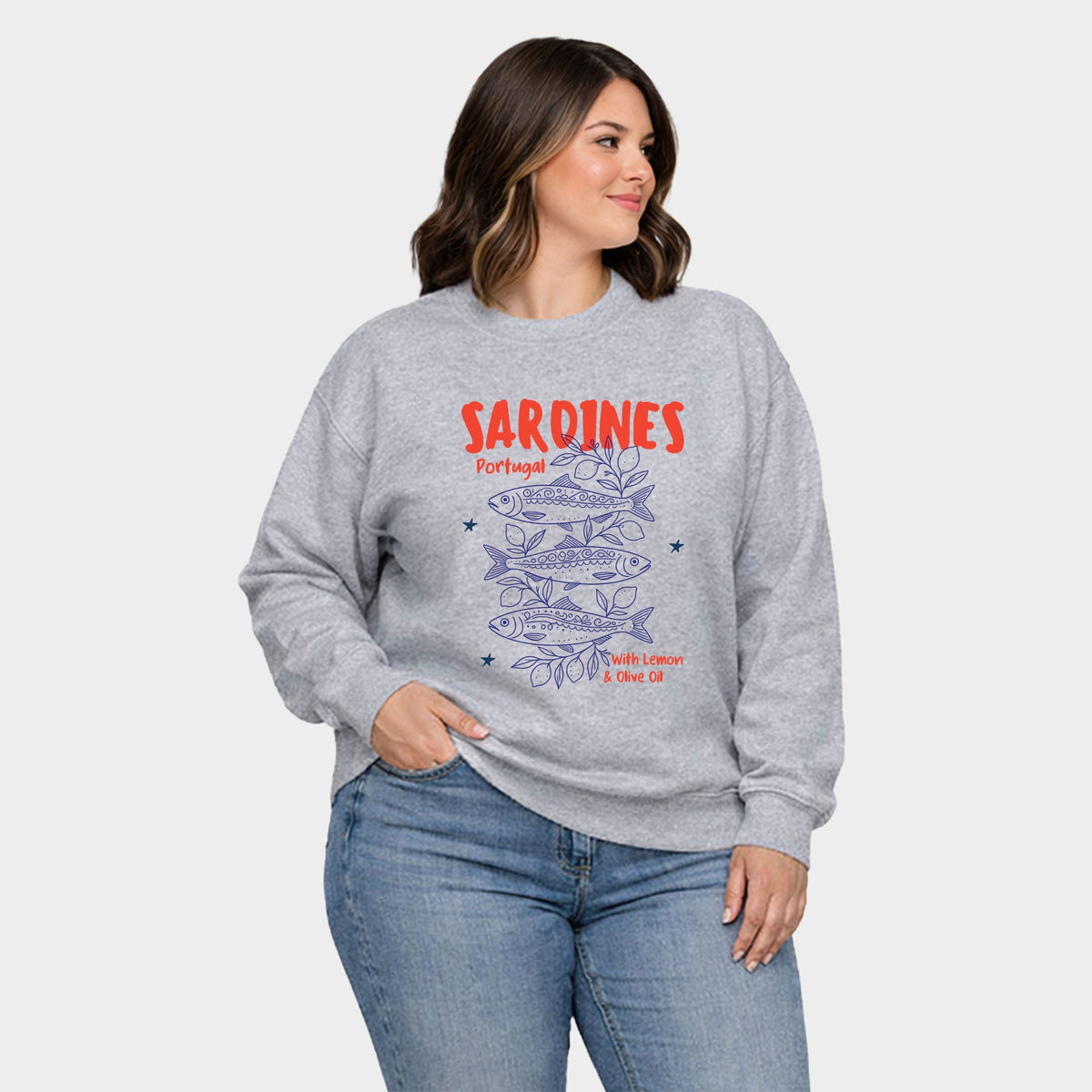 Sardines With Lemon and Olive Oil - Women's Plus Sized Graphic Sweatshirt