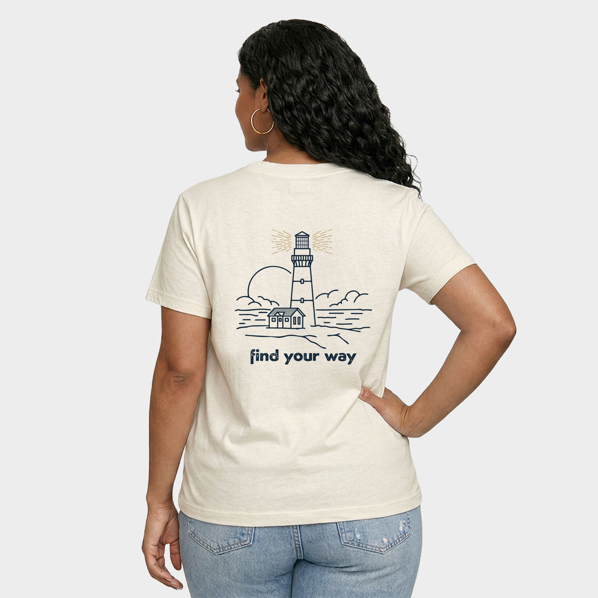 Find Your Way Lighthouse - Women's Relaxed Boxy Tee