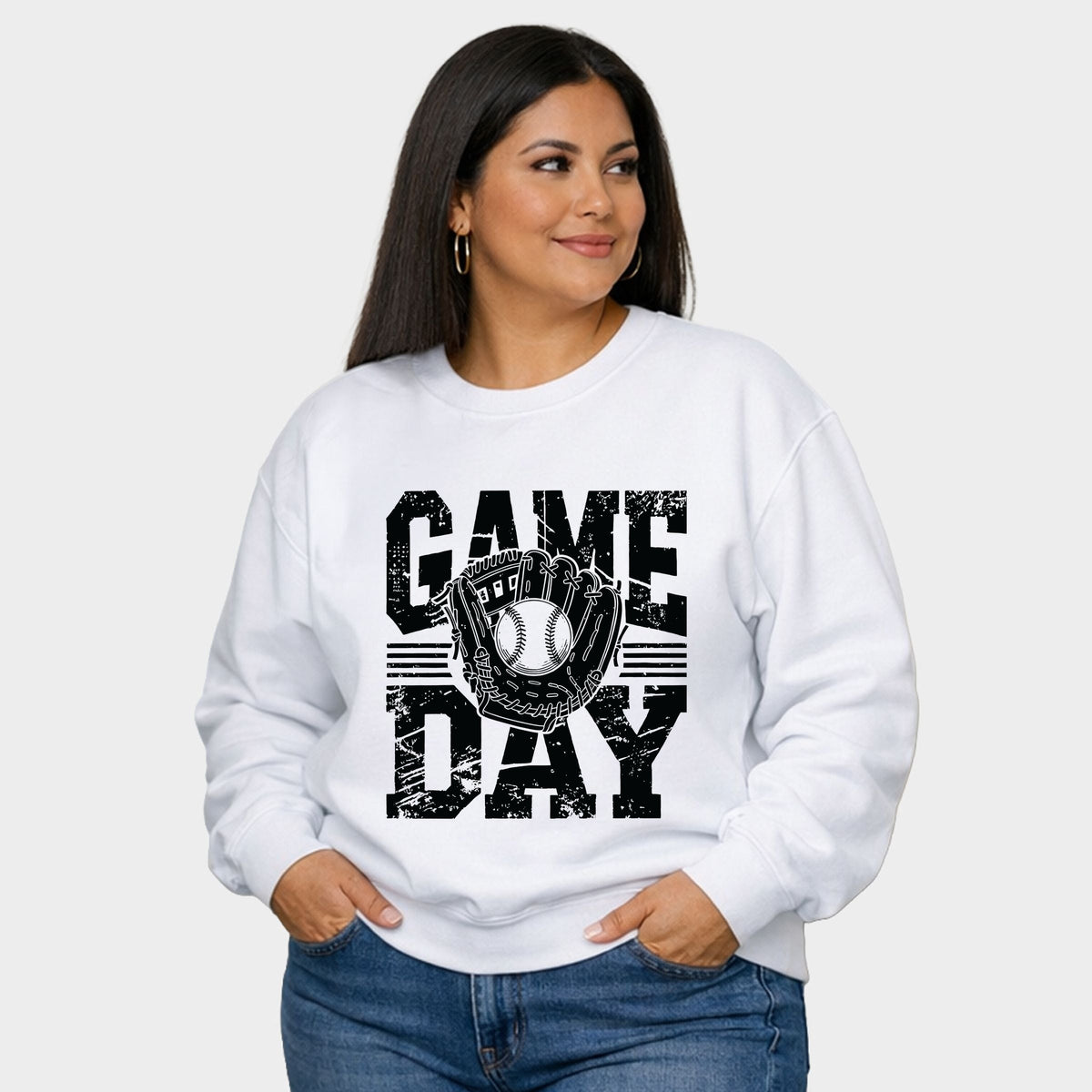 Baseball Game Day Glove - Women's Plus Sized Graphic Sweatshirt