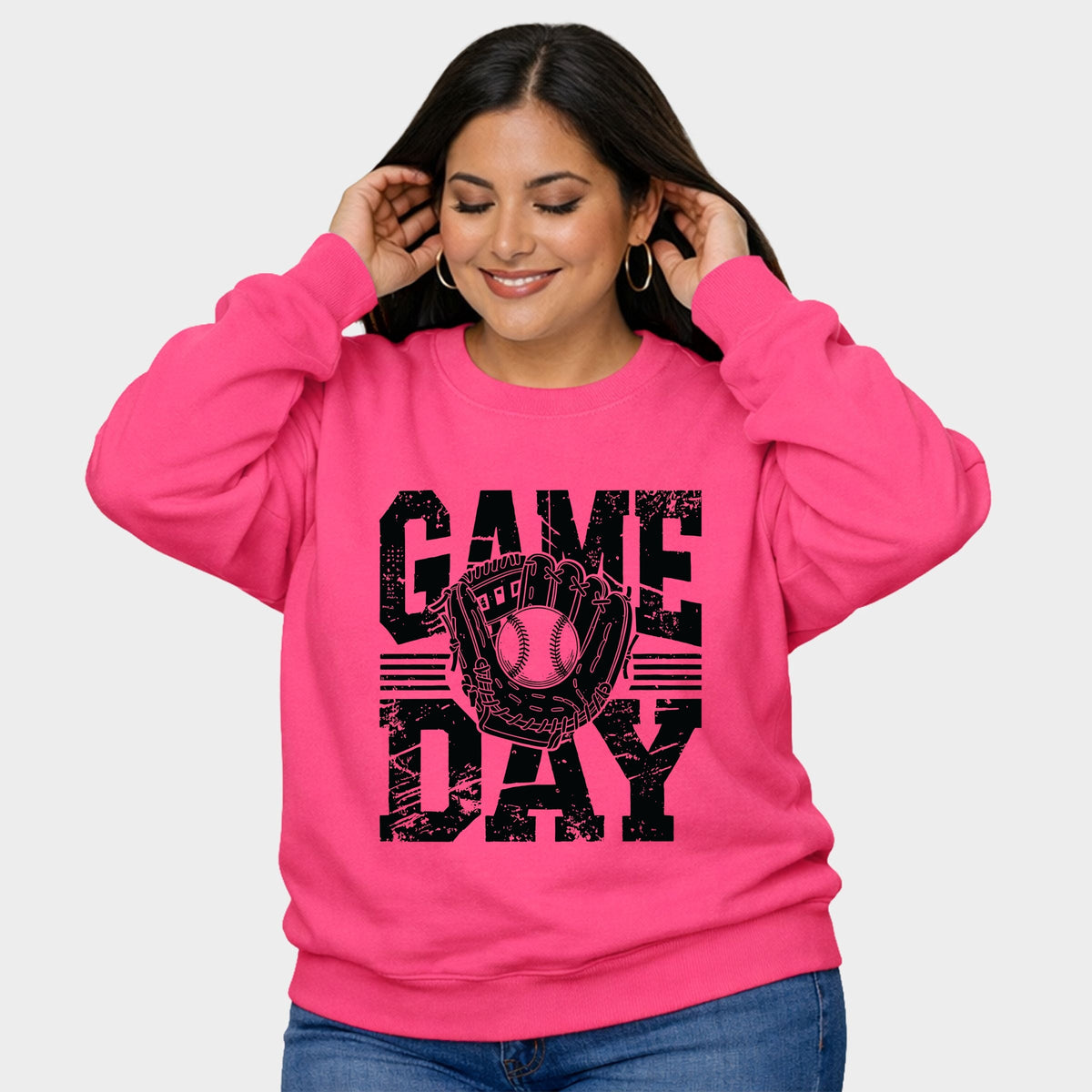 Baseball Game Day Glove - Women's Plus Sized Graphic Sweatshirt