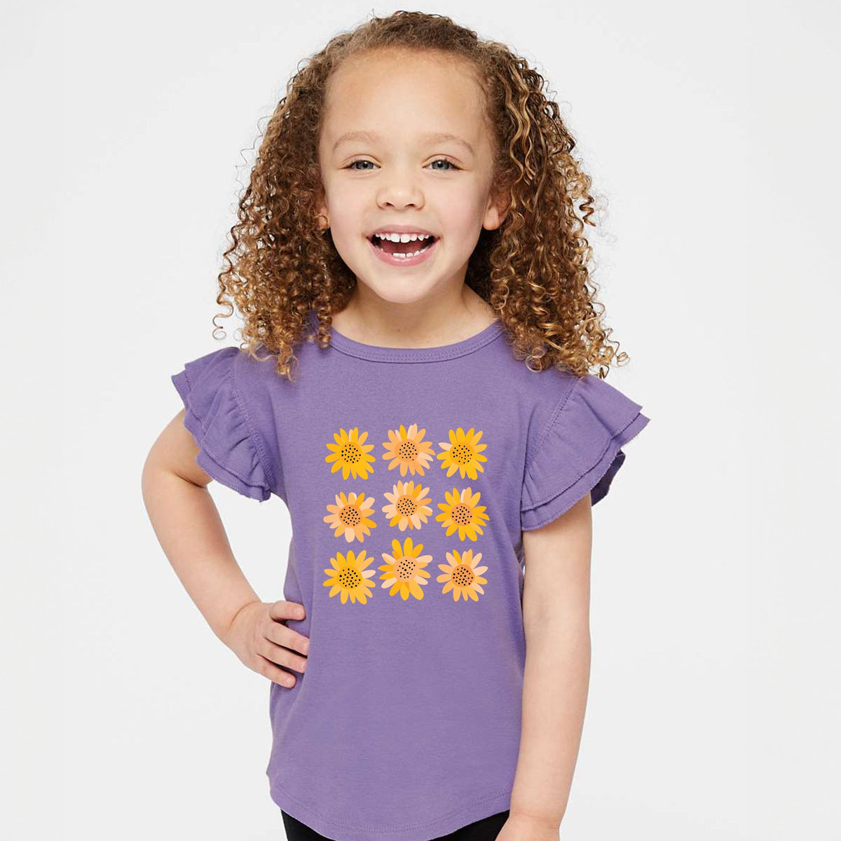Sunflowers Stacked - Flutter Sleeve Graphic T-Shirt