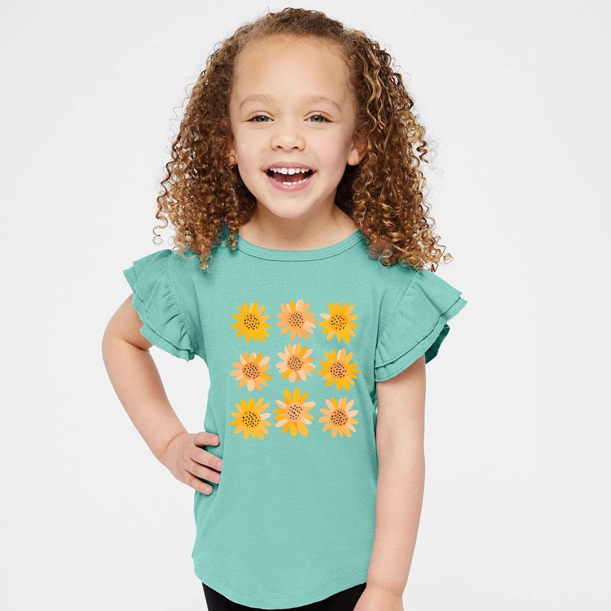Sunflowers Stacked - Flutter Sleeve Graphic T-Shirt