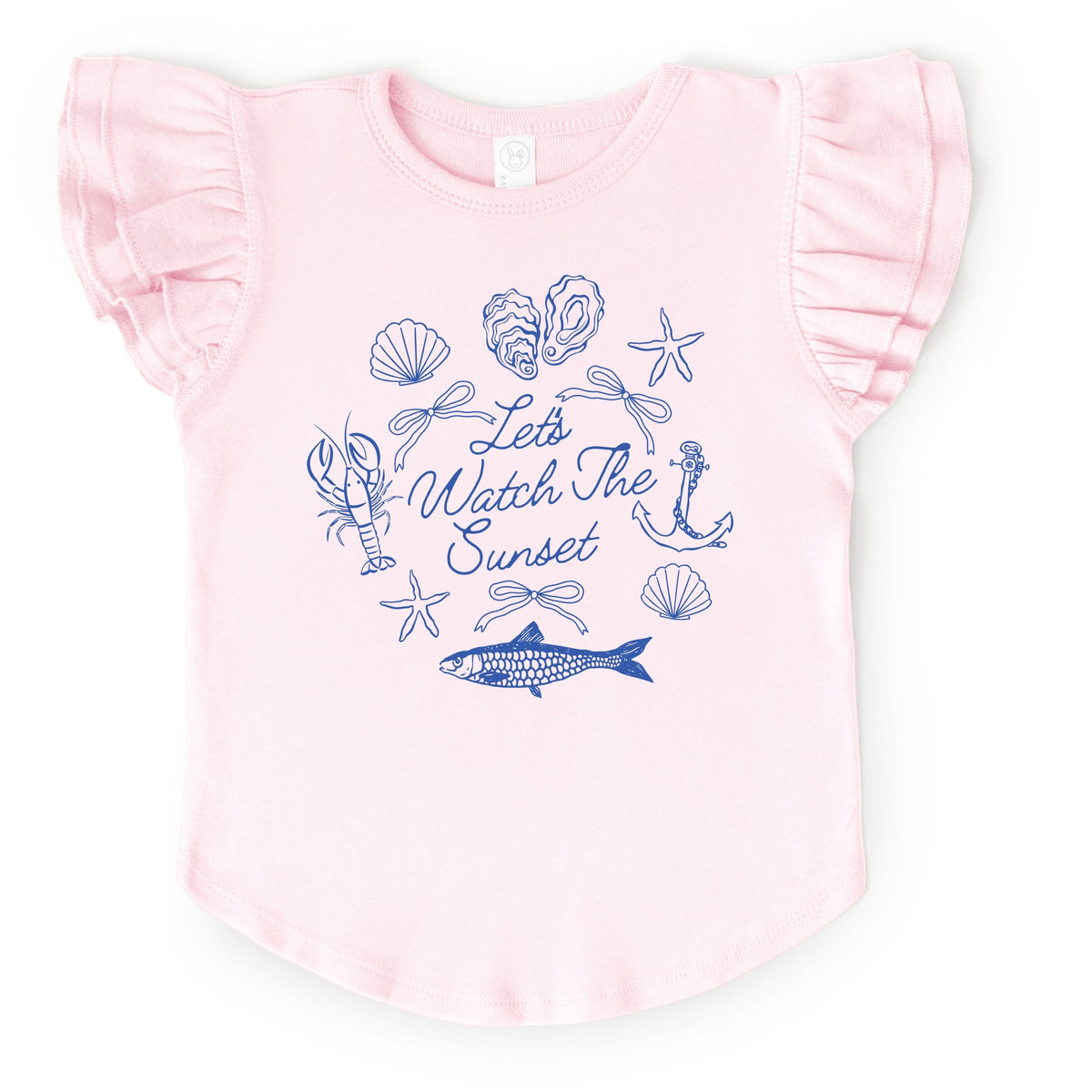 Let's Watch The Sunset Nautical - Flutter Sleeve Graphic T-Shirt