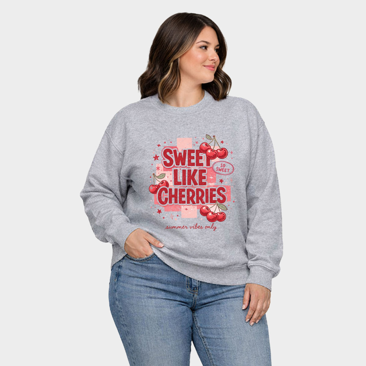 Sweet Like Cherries Summer Vibes - Women's Plus Sized Graphic Sweatshirt