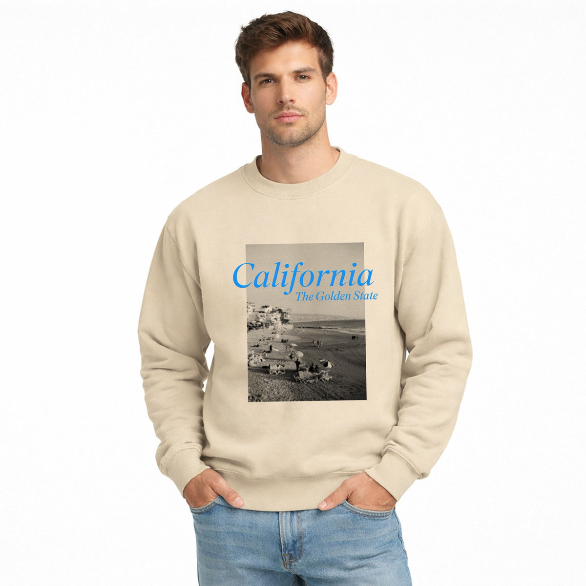 California Golden State Puff Print - Men's Graphic Sweatshirt