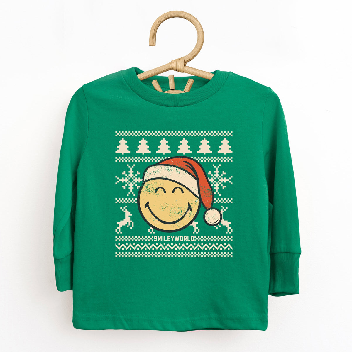 SmileyWorld Ugly Christmas Sweater Distressed - Toddler Long Sleeve Graphic Tee