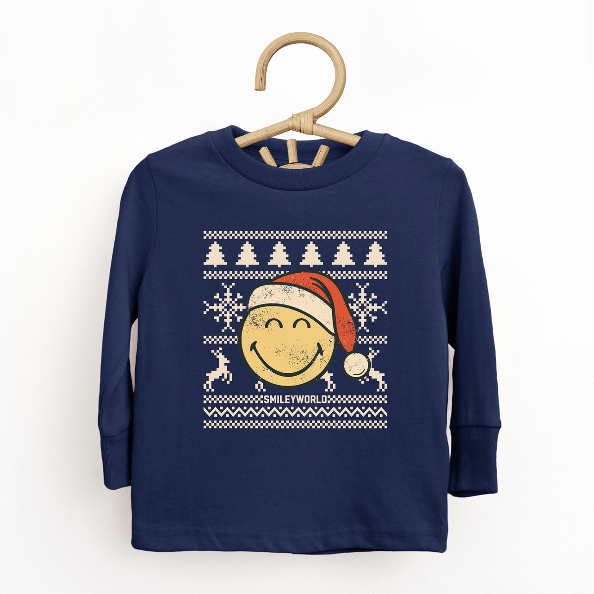 SmileyWorld Ugly Christmas Sweater Distressed - Toddler Long Sleeve Graphic Tee