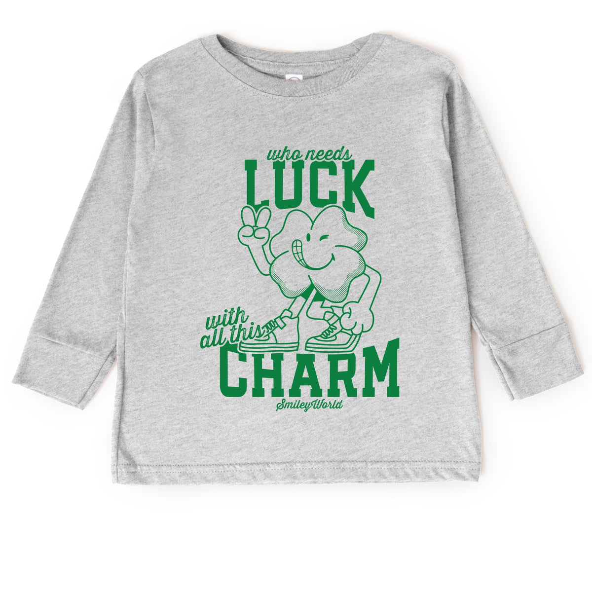 SmileyWorld Who Needs Luck - Toddler Long Sleeve Graphic Tee