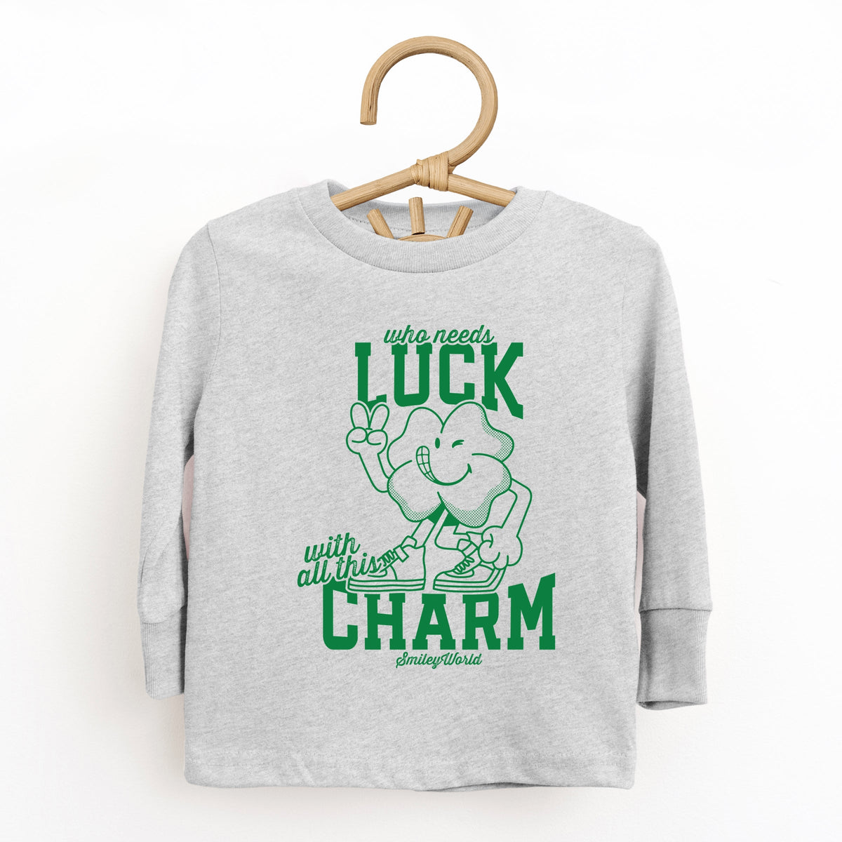 SmileyWorld Who Needs Luck - Toddler Long Sleeve Graphic Tee