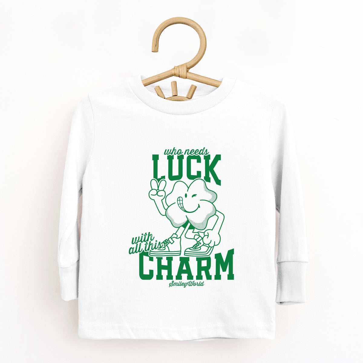 SmileyWorld Who Needs Luck - Toddler Long Sleeve Graphic Tee