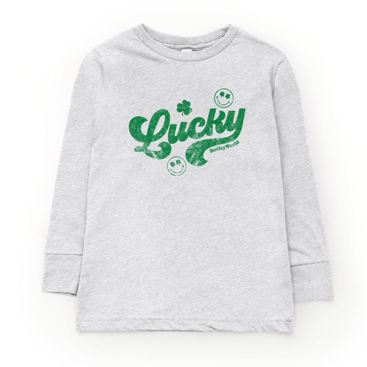 SmileyWorld Lucky Cursive Distressed - Youth Long Sleeve Graphic T-Shirt