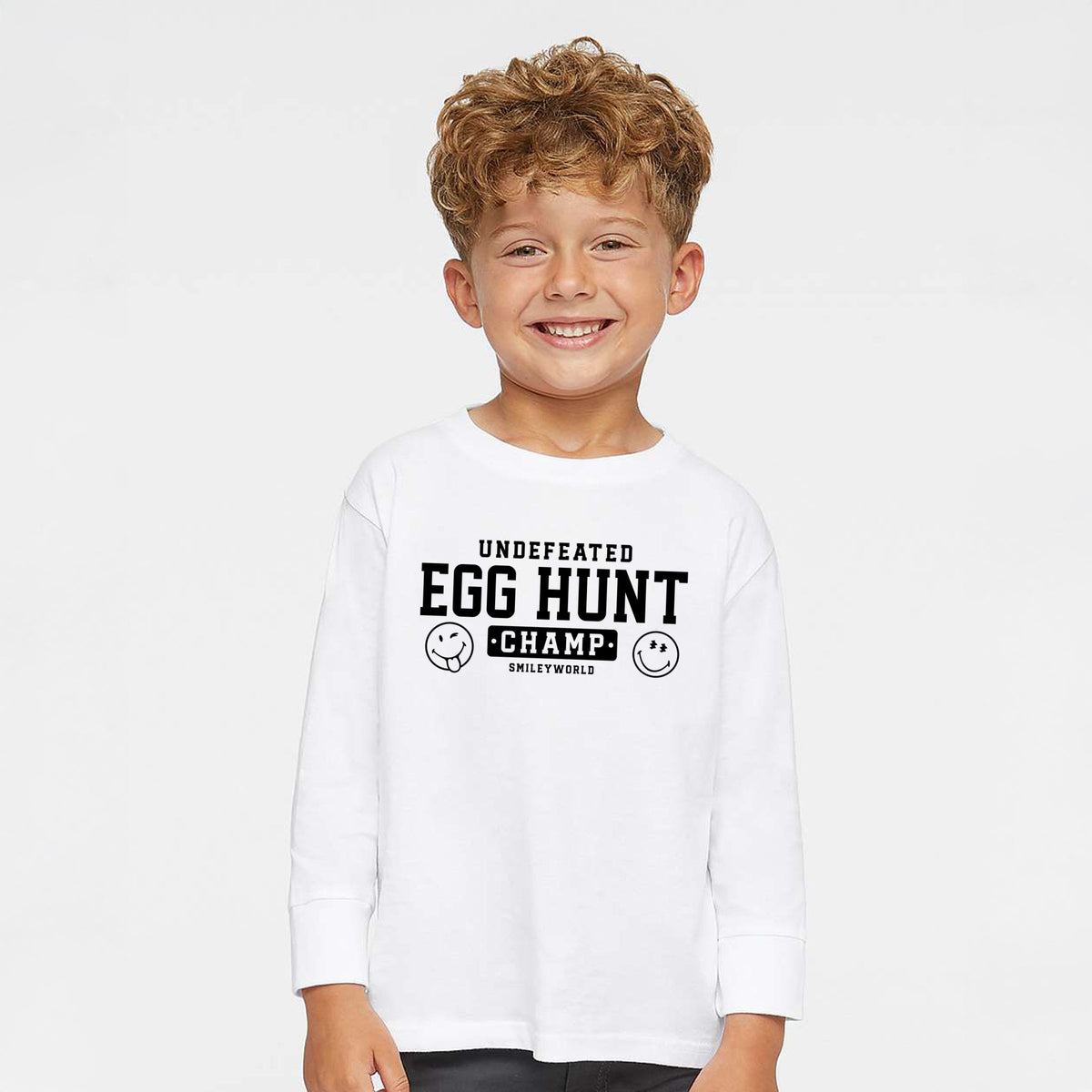 SmileyWorld Undefeated Egg Hunt Champ - Toddler Long Sleeve Graphic Tee