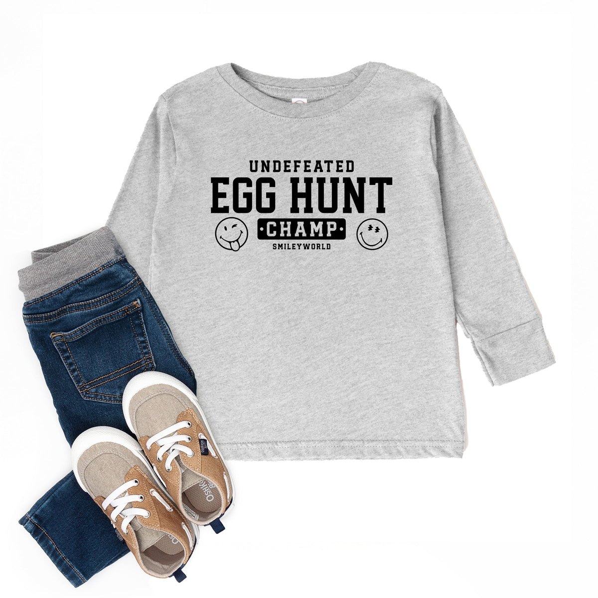 SmileyWorld Undefeated Egg Hunt Champ - Toddler Long Sleeve Graphic Tee