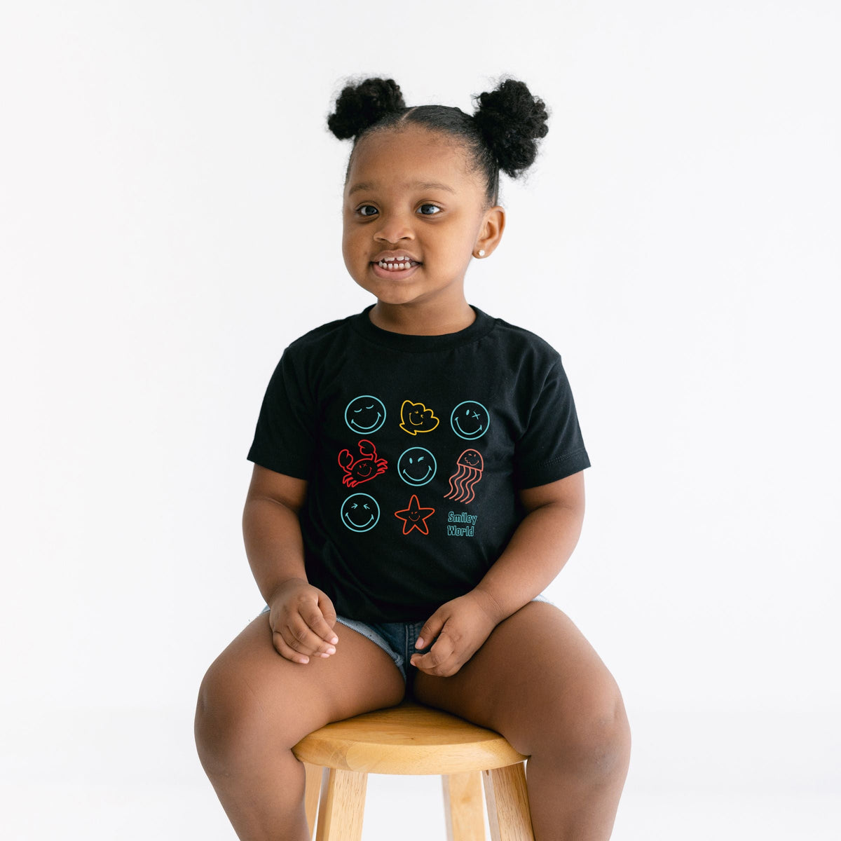 SmileyWorld Sea Critters Grid - Toddler Short Sleeve Graphic T-Shirt