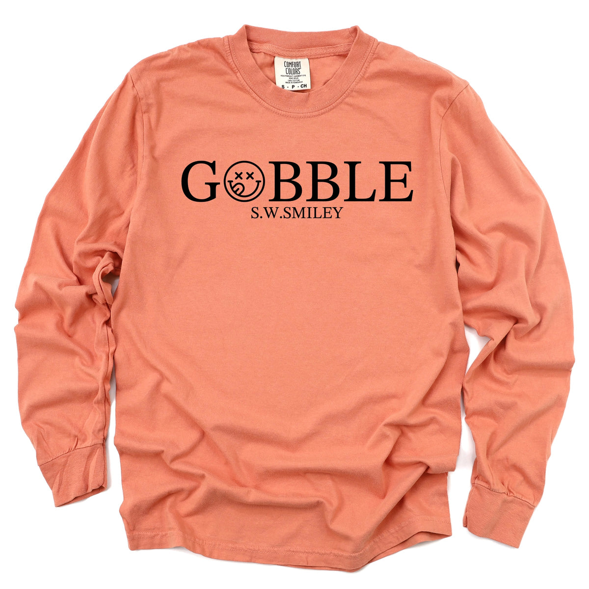 S.W.Smiley Gobble Typewriter - Women's Garment Dyed Long Sleeve Graphic T-Shirt