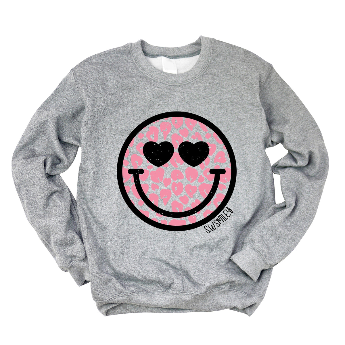 S.W.Smiley Leopard Heart Eyes Smiley - Women's Graphic Sweatshirt