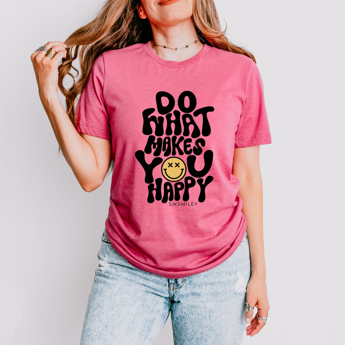 S.W.Smiley Do What Makes You Happy - Women's Short Sleeve Graphic T-Shirt
