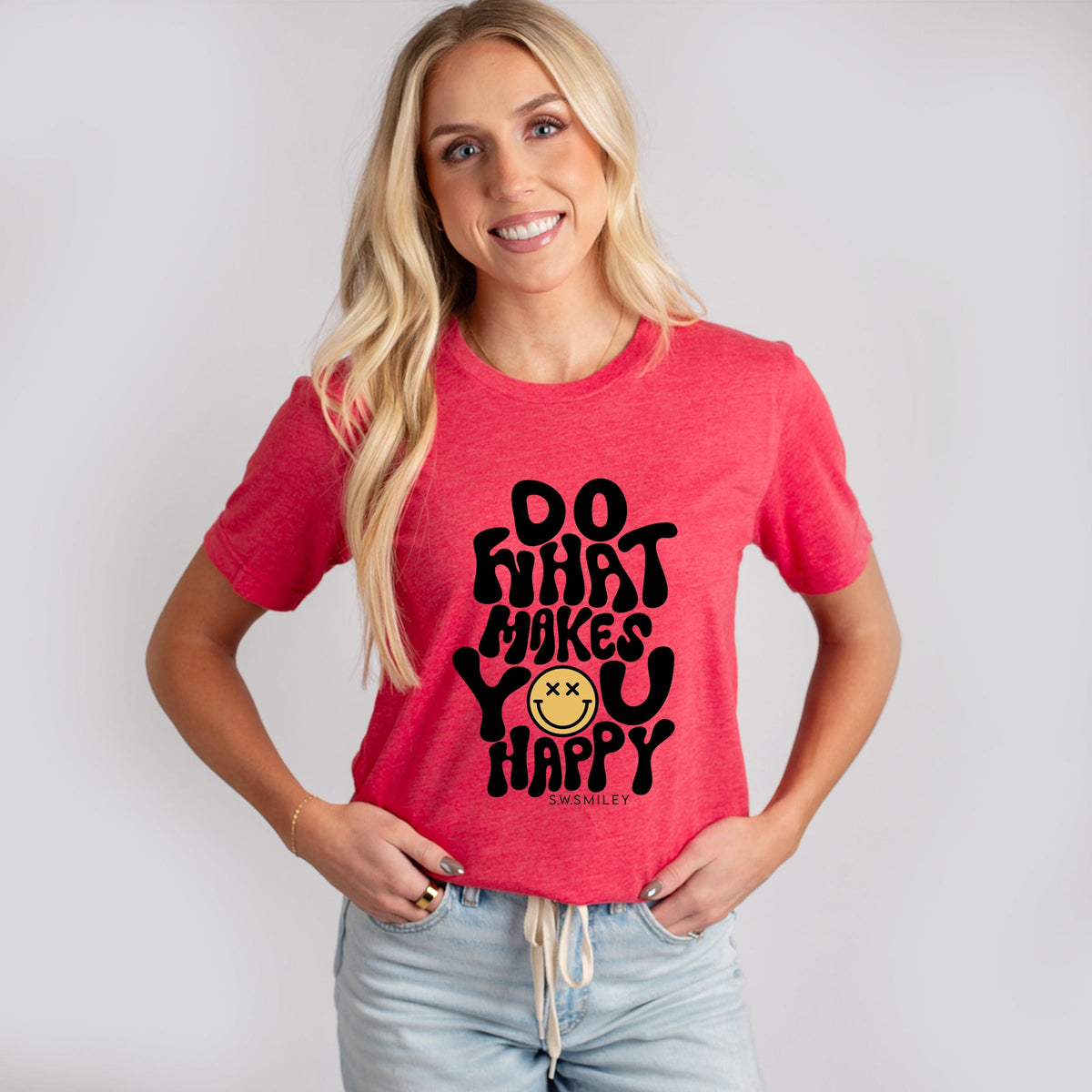 S.W.Smiley Do What Makes You Happy - Women's Short Sleeve Graphic T-Shirt