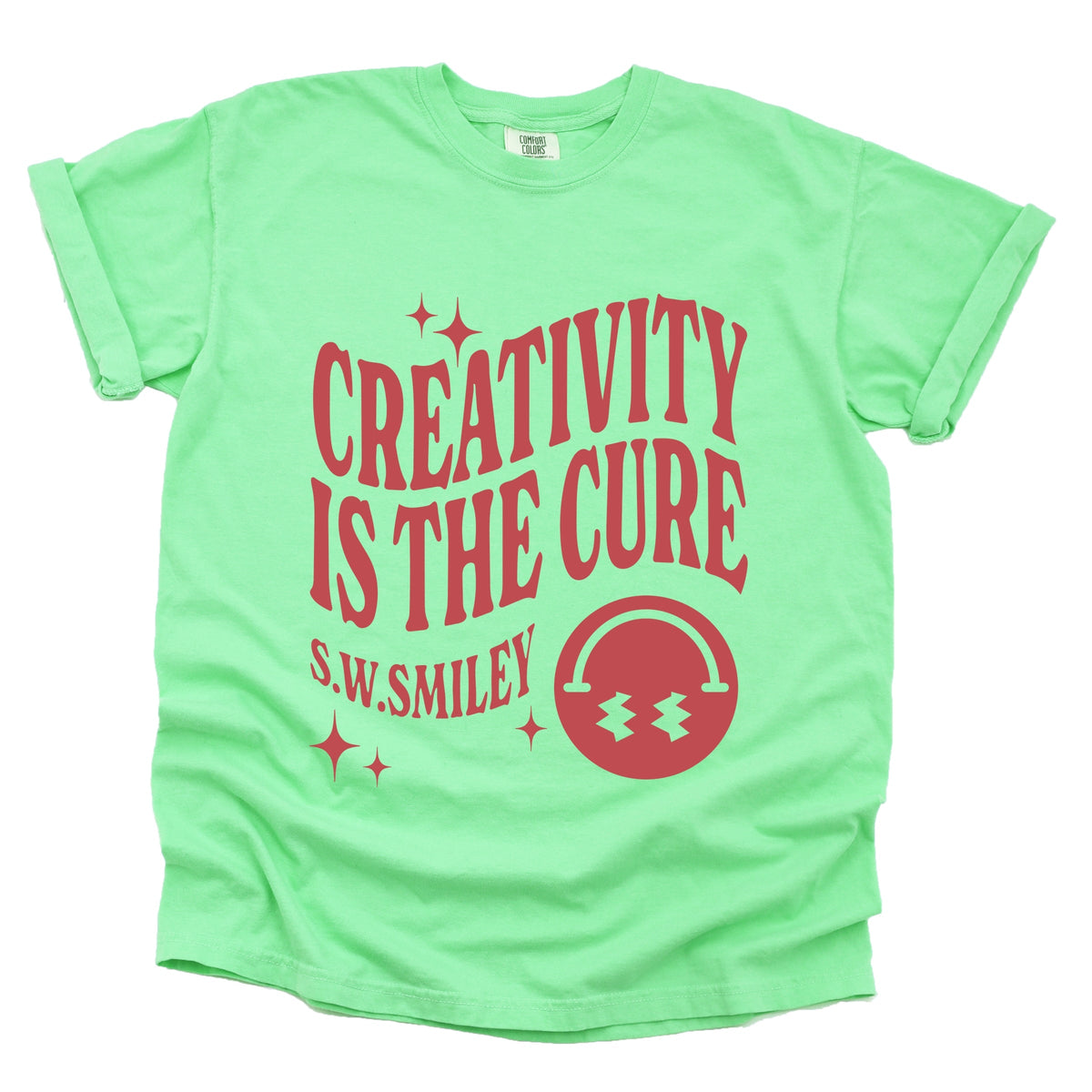 S.W.Smiley Creativity Is The Cure - Women's Garment Dyed Graphic T-Shirt