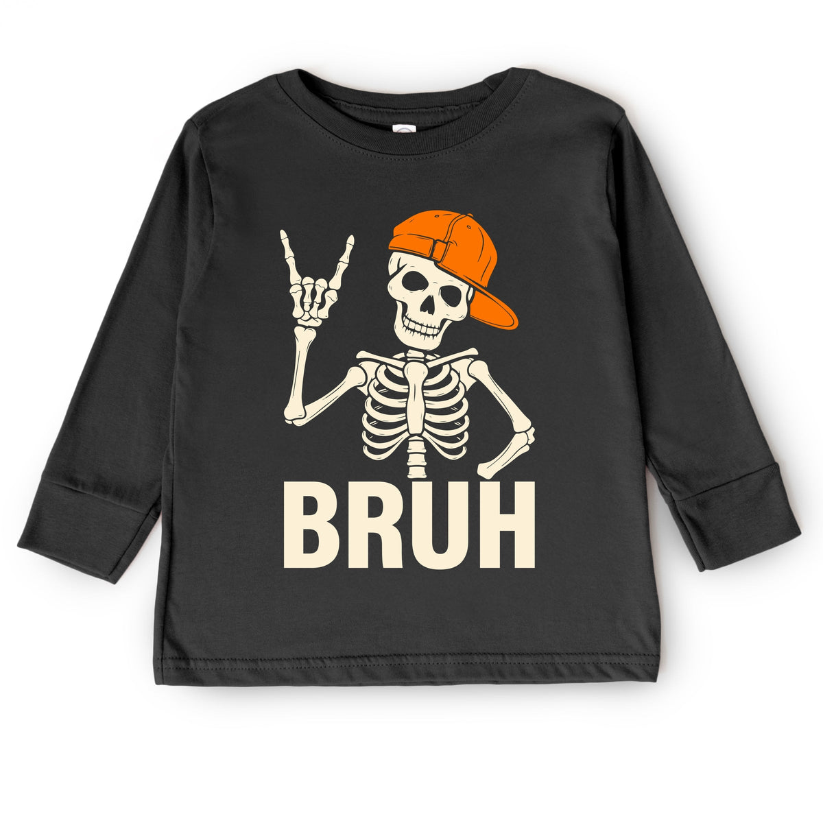 Bruh Skeleton With Hat - Toddler Long Sleeve Graphic Tee