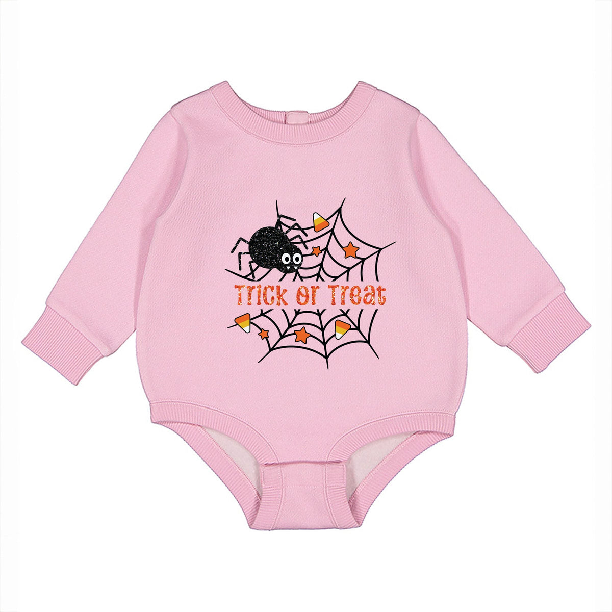 Trick or Treat Spiderweb Glitter - Infant Fleece BodySuit