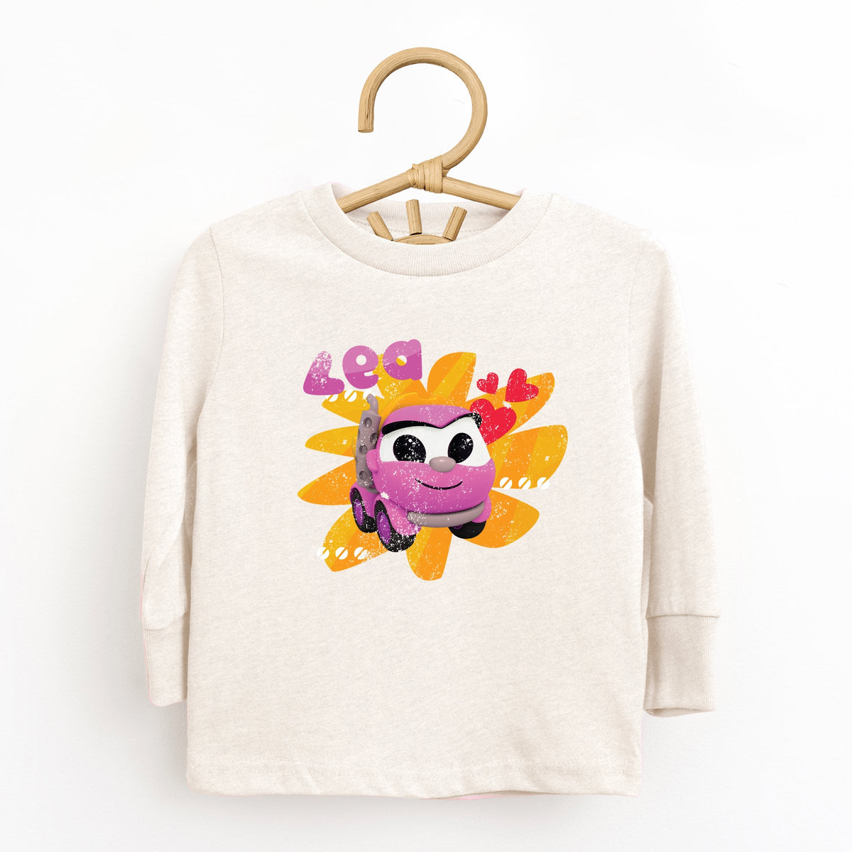 Leo the Truck Lea Name Distressed - Kids Toddler Long Sleeve Graphic Tee