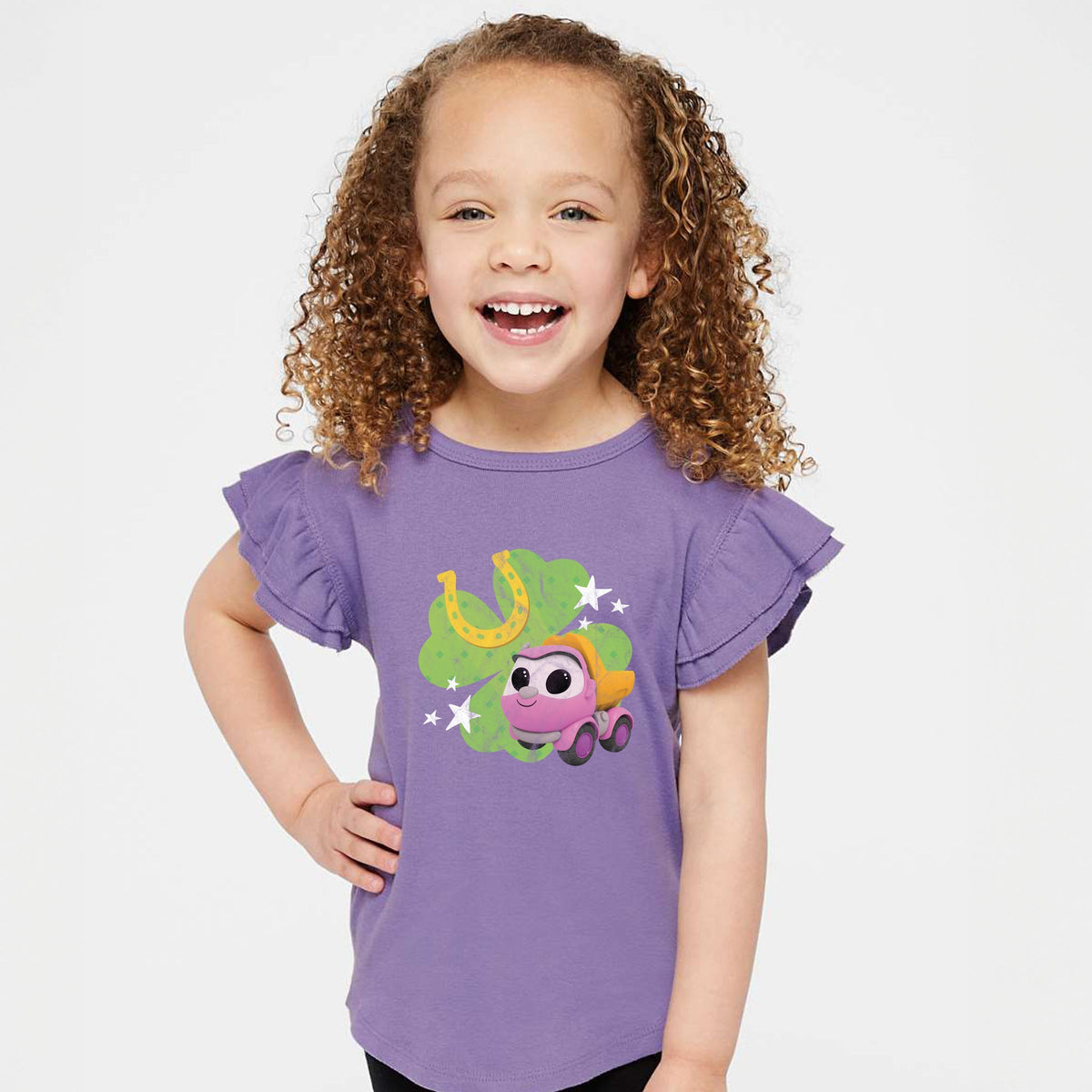 Leo the Truck Lea Clover - Flutter Sleeve Graphic T-Shirt