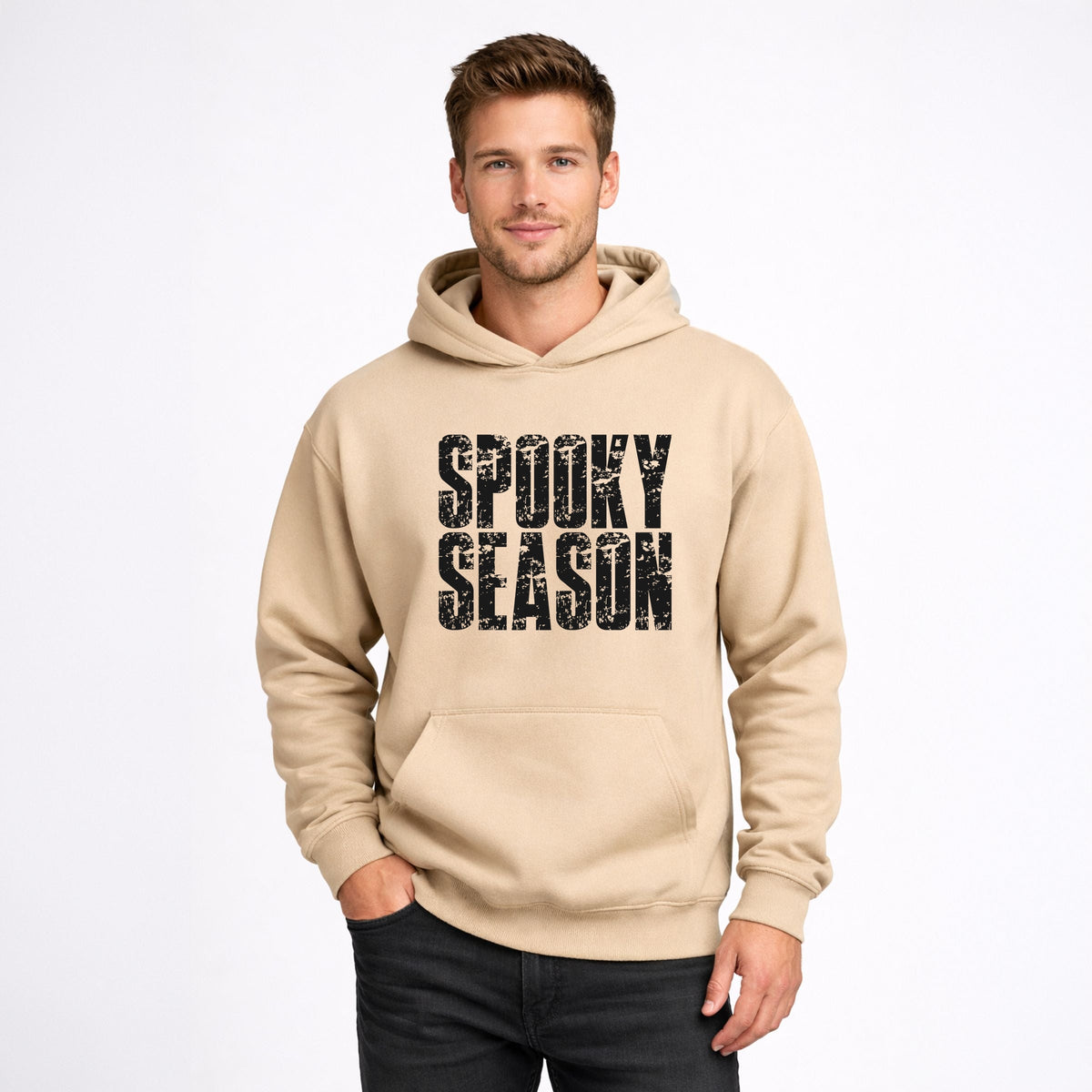 Spooky Season Block Distressed - Men's Graphic Hoodie