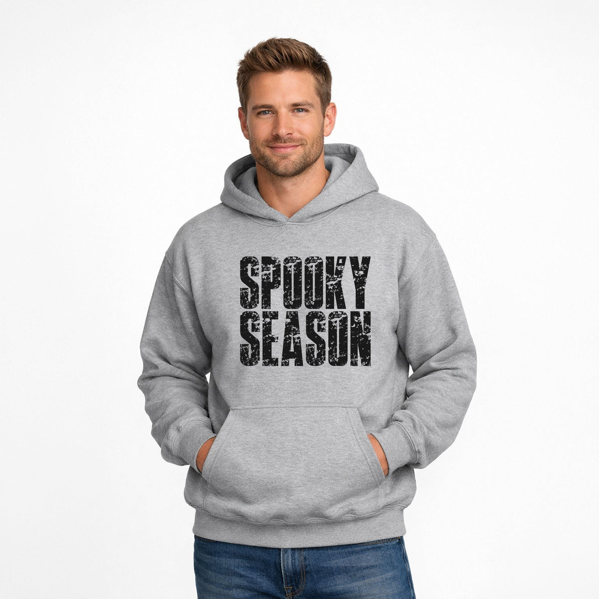 Spooky Season Block Distressed - Men's Graphic Hoodie