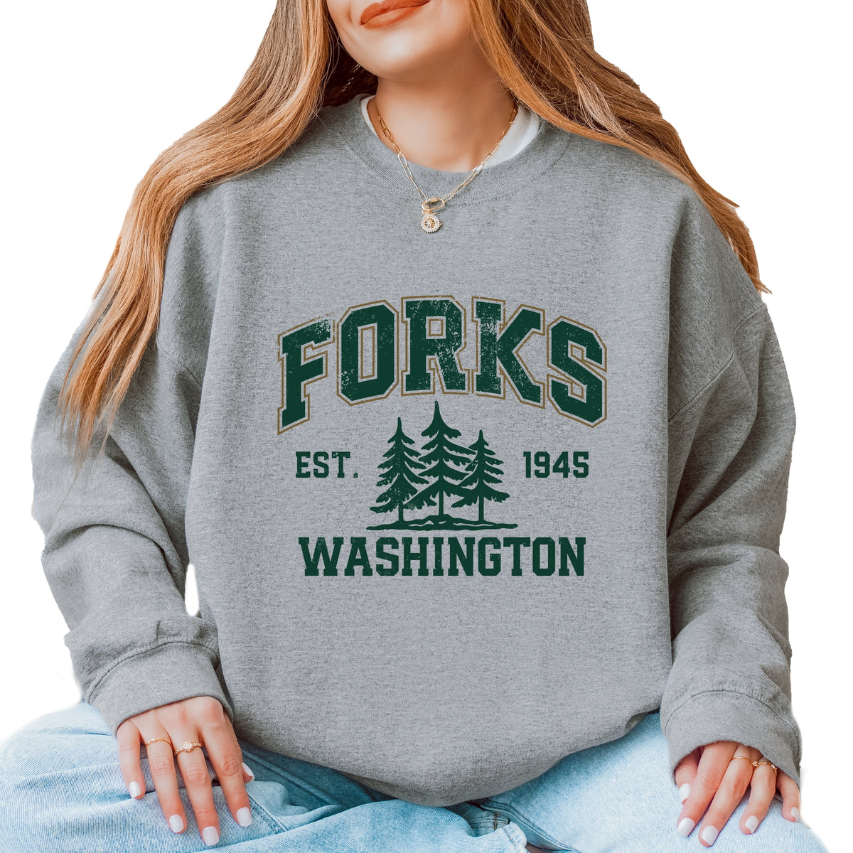 Forks Washington Distressed - Women's Graphic Sweatshirt
