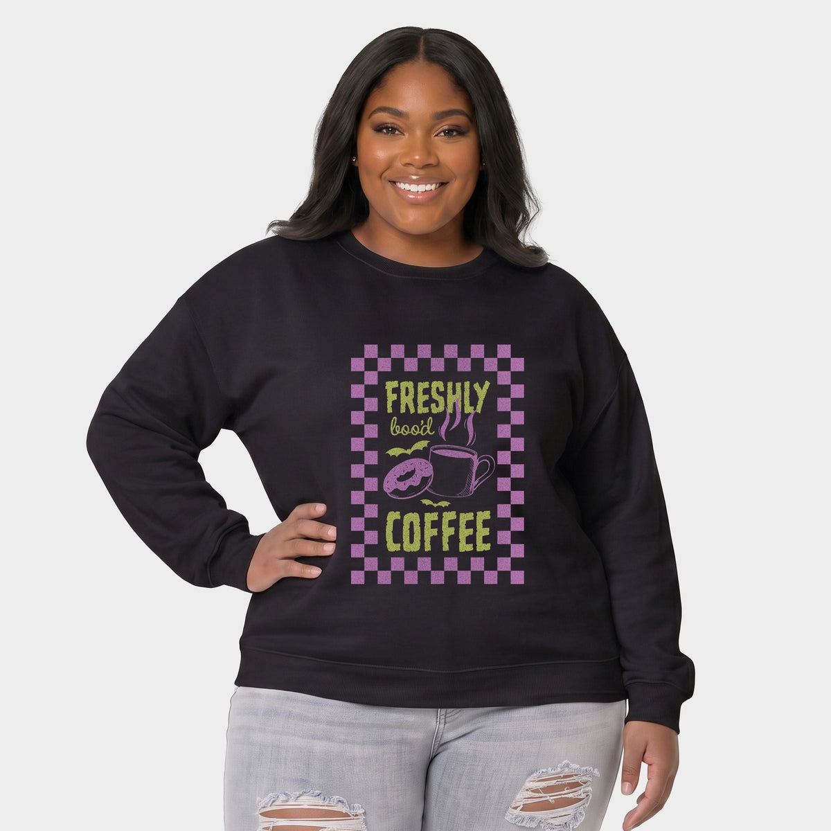 Freshly Boo'd Coffee - Women's Plus Sized Graphic Sweatshirt