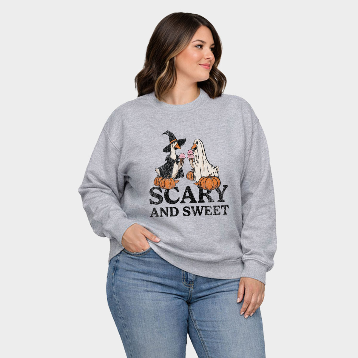 Scary and Sweet Geese - Women's Plus Sized Graphic Sweatshirt
