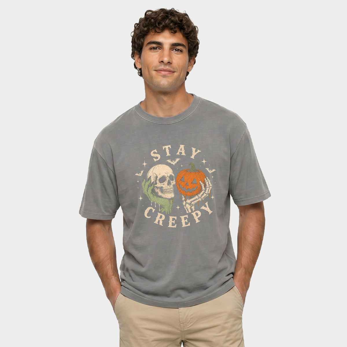 Stay Creepy - Men's Garment Dyed Graphic T-Shirt